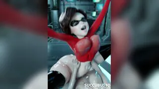 ElastiGirl screaming as Mirage's giant cock rips her pussy apart!