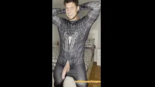 My Big Cock Dont Need Touch To Cum! Spiderman Cums