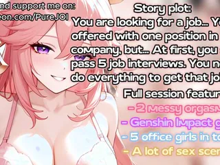 Pass 5 interviews with Genshin Impact girls to get a job (Sex JOI)
