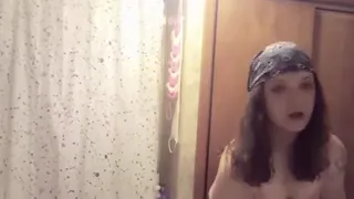 Sexy tgirl  bathroom break