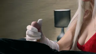 White Satin Gloves and Edging Cumshot