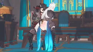 neuvillette x wriothesley ass slap - Genshin Impact