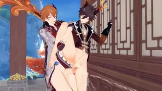 Tartaglia x Zhongli Outdoor Public Sex - Genshin Impact Yaoi Animation