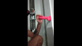 Drooling on a dildo deepthroat blowjob