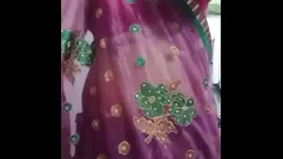 Indian Gay Crossdresser Bottom Gaurisissy pressing and playing with her big boobs in purple saree with heavy jwellery
