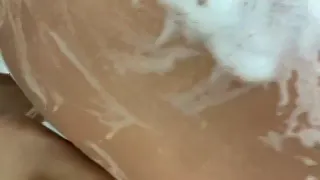 I took a shower and used the bubbles to clean my pussy