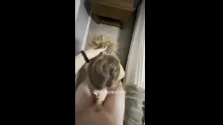 Post Super Bowl Party POV Blowjob Facial Cumshot Natural Petite PAWG Dirty Blonde Choker Teaser