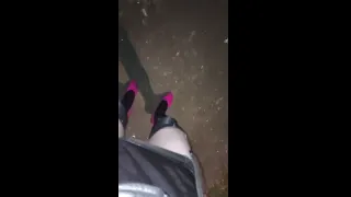 Sissy Gina poses naked night at public park