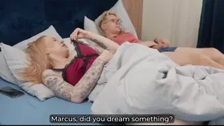 Step Son Creampies Step Mom in Hotel Share Bed Petting!