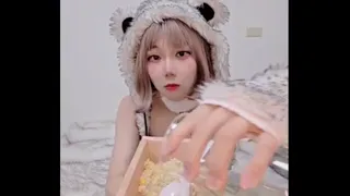 Femboy cosplaying in cute, fluffy beast outfit, Public toilet training: eating piss-soaked rice as a worthless meat toilet