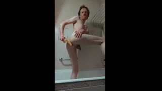 LanaTuls - Moscow Anal Slut and Whore. Hard Anal ManCunt Dildo Fucking in BathTube
