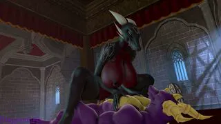 Corrupted Cynder enjoying cowgirl pose on Spyro