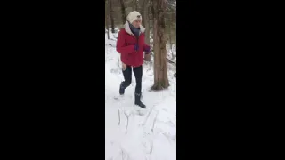 A winter hike leads to an outdoor creampie.