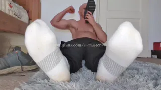 Foot Master Jerking + Edging Cock To Stinky Worn Socks - Onlyfans Previews Compilation
