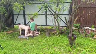 Russian girl Anastasia Mistress outdoor fuck slave Sasha Earth anal strapon