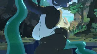 Panda girl taking slime