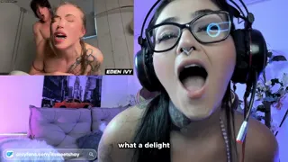 😳 Eden Ivy "Meets Gattouz0" - Rough Doggystyle, Deepthroat, Female Orgasm & Cum Facial - ASMR Porn React of ItSweetShay