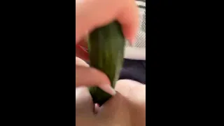 Step sis playing with cucumber