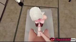 Sexy Girl Miko In Pantyhose 3D Hentai Rule34 - Two Hands Handjob Stroking Big Dick, Close Up Frenulum Licking Fetish, Wet Big Tits Titfuck Stimulation Ending in Cumshot Animation