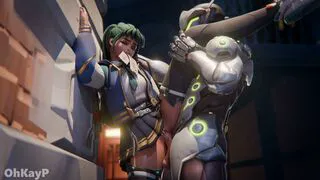 Schoolgirl Kiriko and Genji in an alley