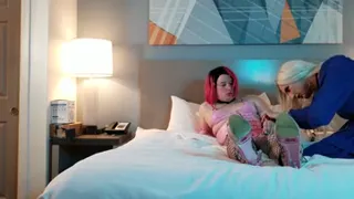 Hot Blonde Femboy Puts Trans Woman in Bondage and Dominates Her
