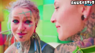 Shiny Latex ALT Girls Destroy Each Other with Strap-On & Filthy German Talking