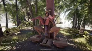 Lara Croft's butt is destroyed by the stone penis of an awakened statue. 3D