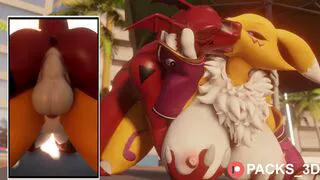 Guilmon X Renamon (Packs_3D)