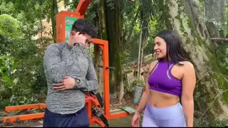 Nerd Boy meets a Colombian MILF in a public park and then fucks her at her house while her stepson watches