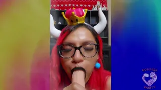 Goddess Rarity loves giving Mario a BJ as Bowsette