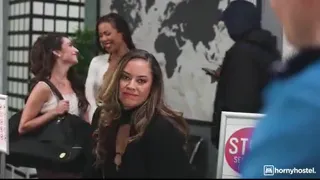 Curvy Latina and Ebony Backpacker Get Frisked and Fucked by Bald Security Guard at the Hostel