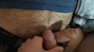 Two Gay Guys Jerking Off Their Hairy Cocks