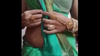Indian Gay Crossdresser Bottom Gaurisissy pressing and playing with her big boobs in blue saree real homemade sex