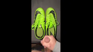 Cumshot into football shoes