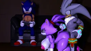 Silver freaking Blaze While Sonic gets frustrated playing the game - [Oyasuqtsfm]