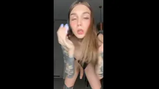 Spy on this tranny while she jerks off in black panties