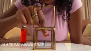 Step-sister's Only Vore- Ebony Goddess Luna Law shrinks you, make you cum in the palm of her hand and eats you alive, Giantess Fetish, Vore, Taboo