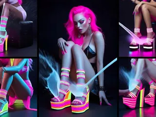 Hottie in neon colors with hot voiceover