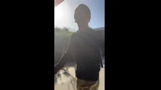 Public Daddy Spills Cock On Balling Hands