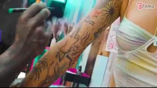 ALT girl ANAL fucked during TATTOO session - sloppy bj & squirt