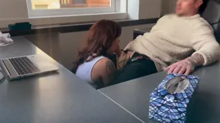New employee sucks and fucks boss to save job