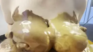 BIg Tit MILF Rubs Down Dick With Peanutbutter and Nutella