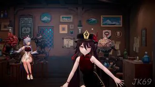[R-18 MMD] Hu Tao and Ganyu Wife Sex Dance with Hilichurl and Mitachurl