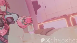 Yvonne jerks off Endmin's cock