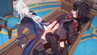 wriothesley tops  neuvillette -  Genshin Impact - Yaoi Animation R34
