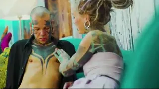 Tattooed Trans Girl Lesbian Play Pussy Licking and Toy