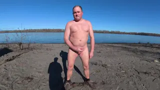 Jerkin off at the river