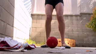 Crushing Big Christmas Balls in Ballet Flats