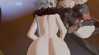 Hilichurls is fucking Burnice White and Caesar King (Assdepk)