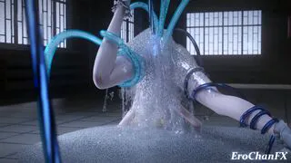 Genshin Nicole gets her holes filled by mecha and slimy tentacles